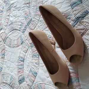Nude peep toe heels